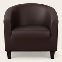 Tub Armchair Cover – Leather Look – Espresso