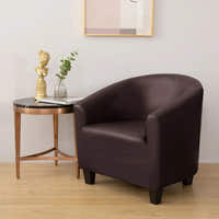 Tub Armchair Cover – Leather Look – Espresso