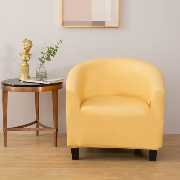Tub Armchair Cover – Leather Look – Honey