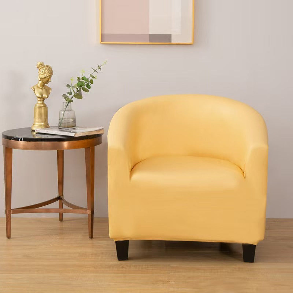 Tub Armchair Cover – Leather Look – Honey