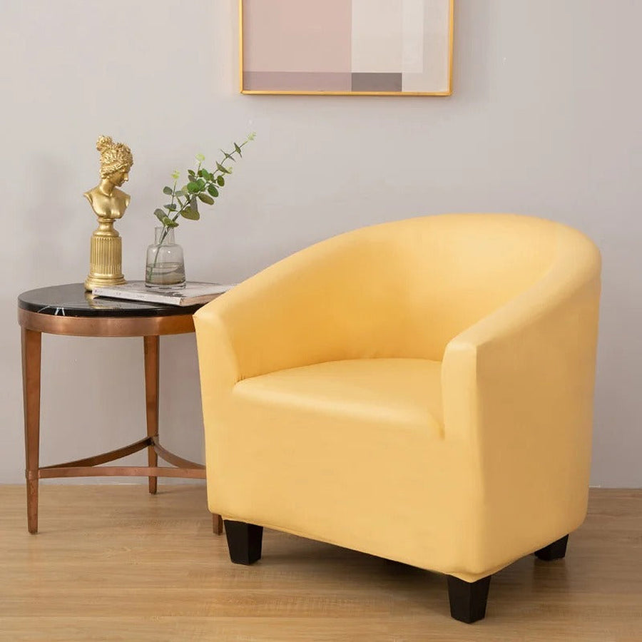 Tub Armchair Cover – Leather Look – Honey