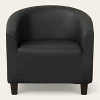 Tub Armchair Cover – Leather Look – Ink Black