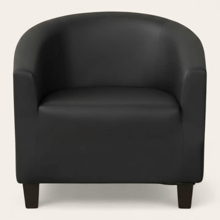 Tub Armchair Cover – Leather Look – Ink Black