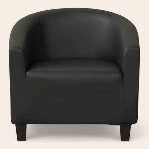 Tub Armchair Cover – Leather Look – Ink Black