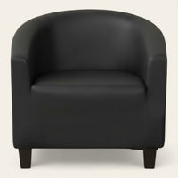 Tub Armchair Cover – Leather Look – Ink Black