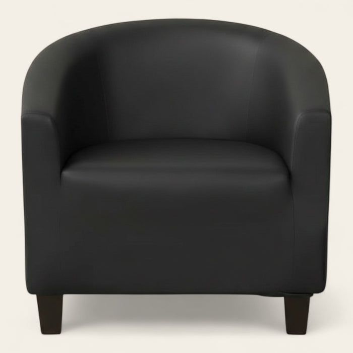 Tub Armchair Cover – Leather Look – Ink Black