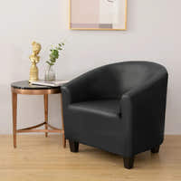 Tub Armchair Cover – Leather Look – Ink Black