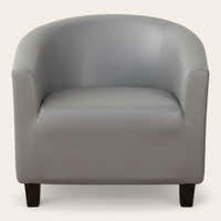 Tub Armchair Cover – Leather Look – Pearl Grey