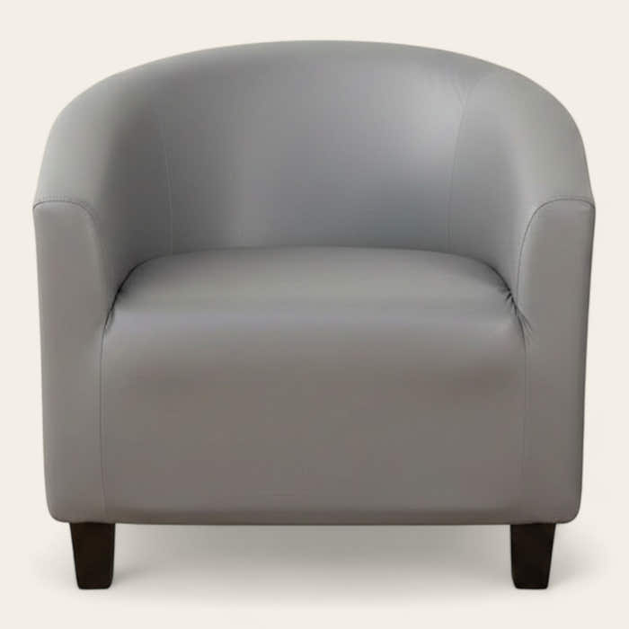 Tub Armchair Cover – Leather Look – Pearl Grey