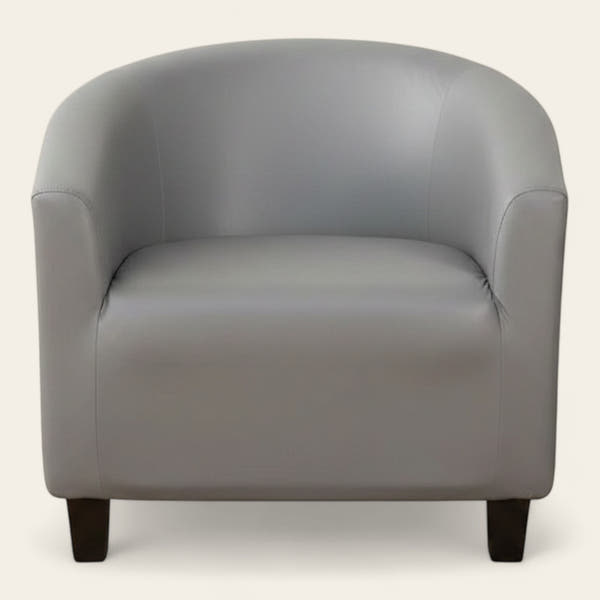 Tub Armchair Cover – Leather Look – Pearl Grey