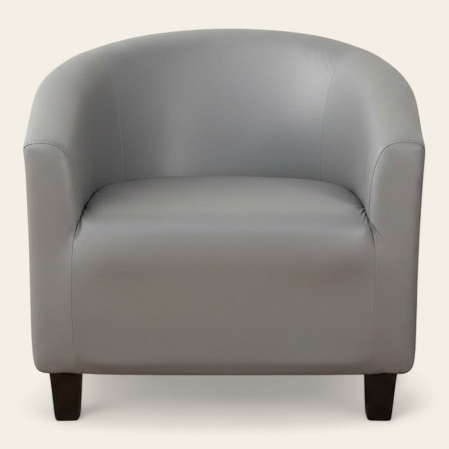 Tub Armchair Cover – Leather Look – Pearl Grey