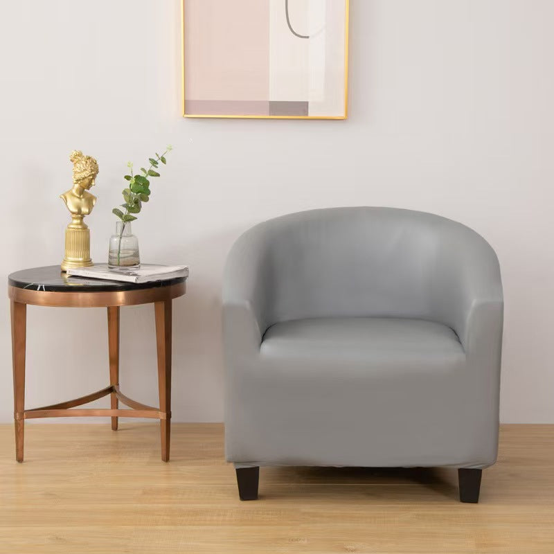 Tub Armchair Cover – Leather Look – Pearl Grey