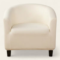 Tub Armchair Cover – Leather Look – Pearl White