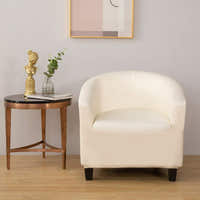Tub Armchair Cover – Leather Look – Pearl White