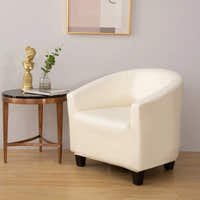 Tub Armchair Cover – Leather Look – Pearl White