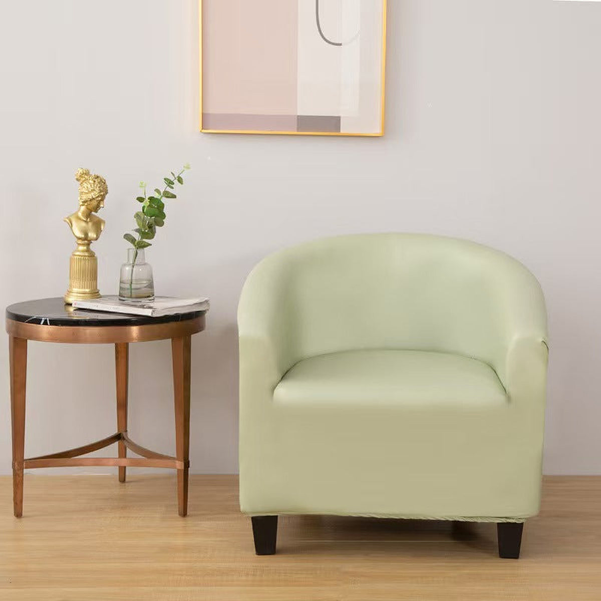 Tub Armchair Cover – Leather Look – Sage Mist