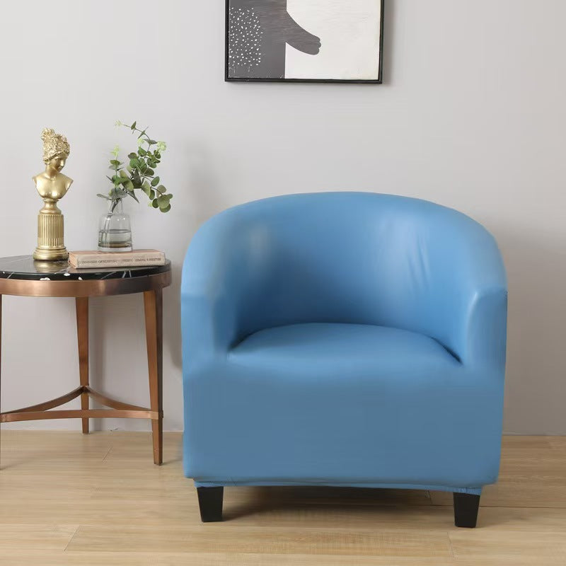 Tub Armchair Cover – Leather Look – Sky Mist