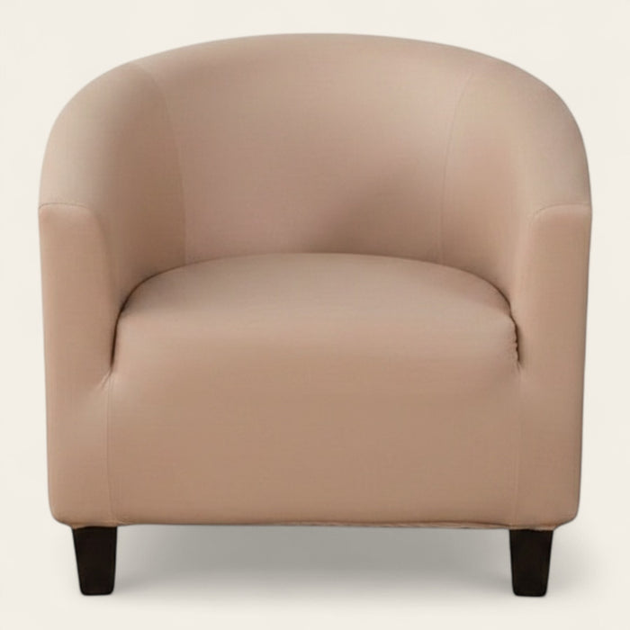 Tub Armchair Cover – Leather Look – Soft Blush