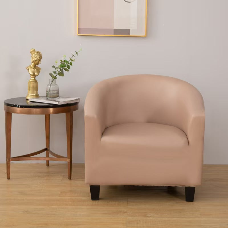 Tub Armchair Cover – Leather Look – Soft Blush