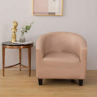 Tub Armchair Cover – Leather Look – Soft Blush