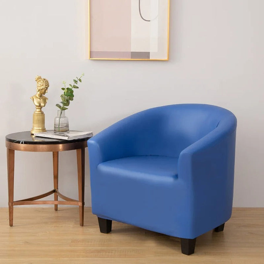 Tub Armchair Cover – Leather Look – Stormy Blue