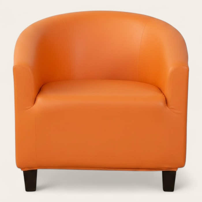 Tub Armchair Cover – Leather Look – Terracotta