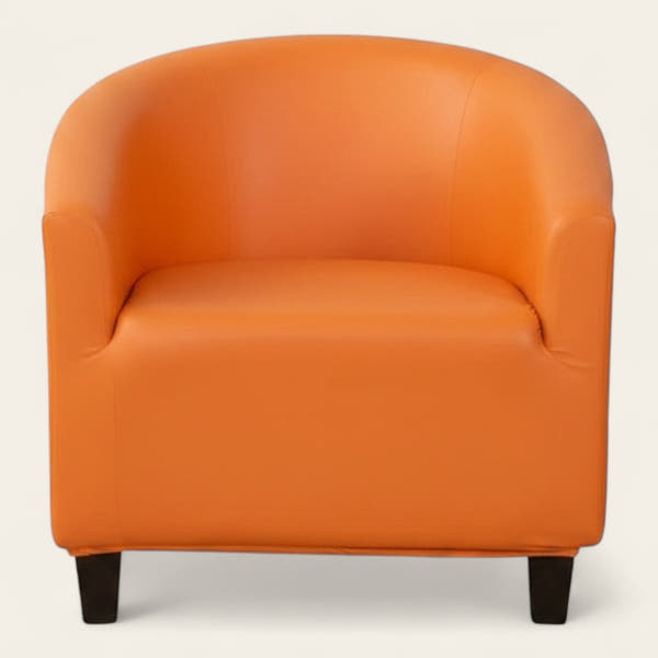 Tub Armchair Cover – Leather Look – Terracotta