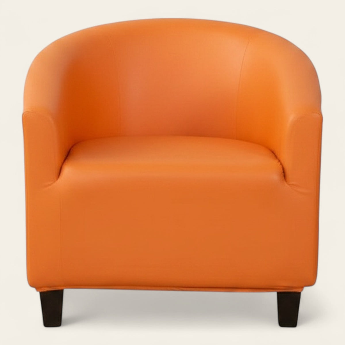 Tub Armchair Cover – Leather Look – Terracotta