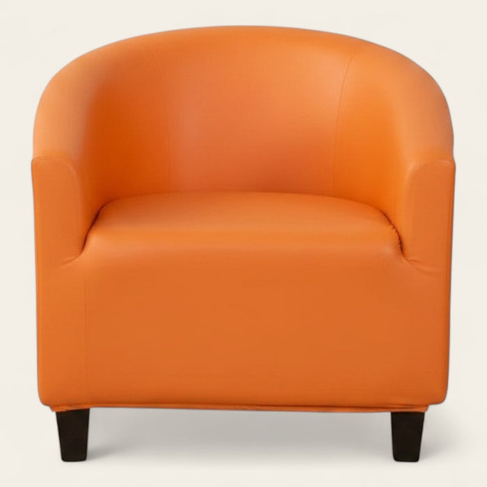 Tub Armchair Cover – Leather Look – Terracotta