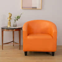 Tub Armchair Cover – Leather Look – Terracotta