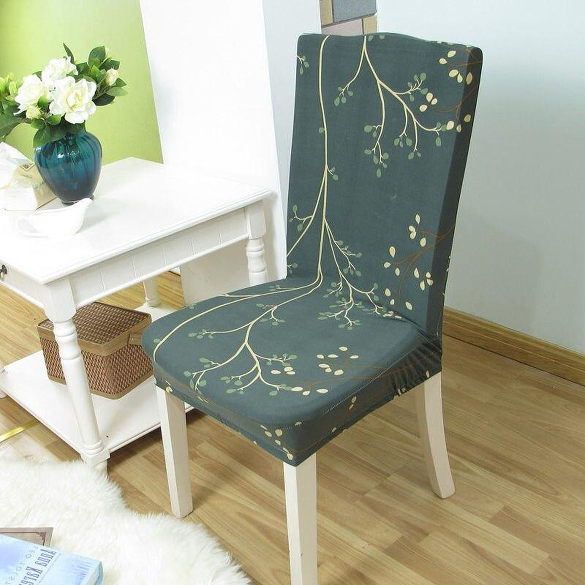Chair Cover – Botanical Branch Print – Forest
