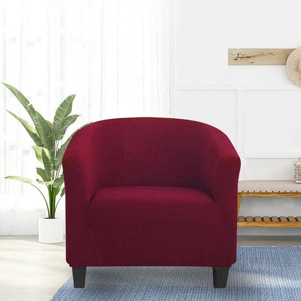 Tub Armchair Cover – Herringbone Knit – Bordeaux