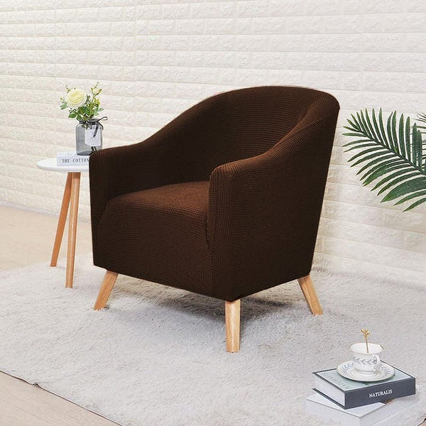 Tub Armchair Cover – Herringbone Knit – Espresso