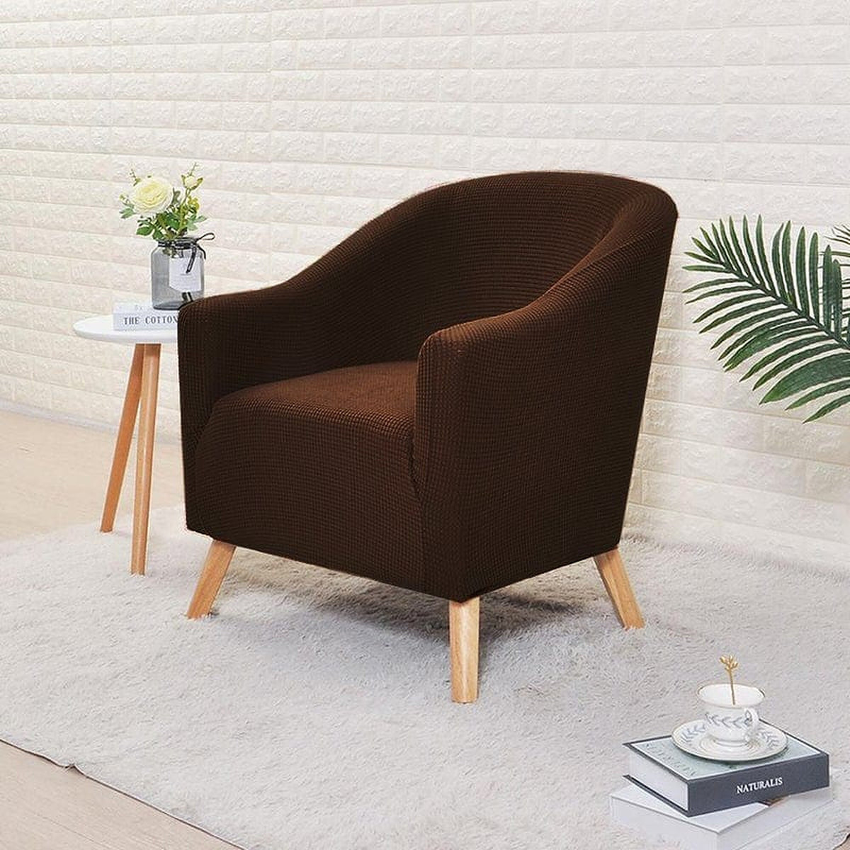 Tub Armchair Cover – Herringbone Knit – Espresso