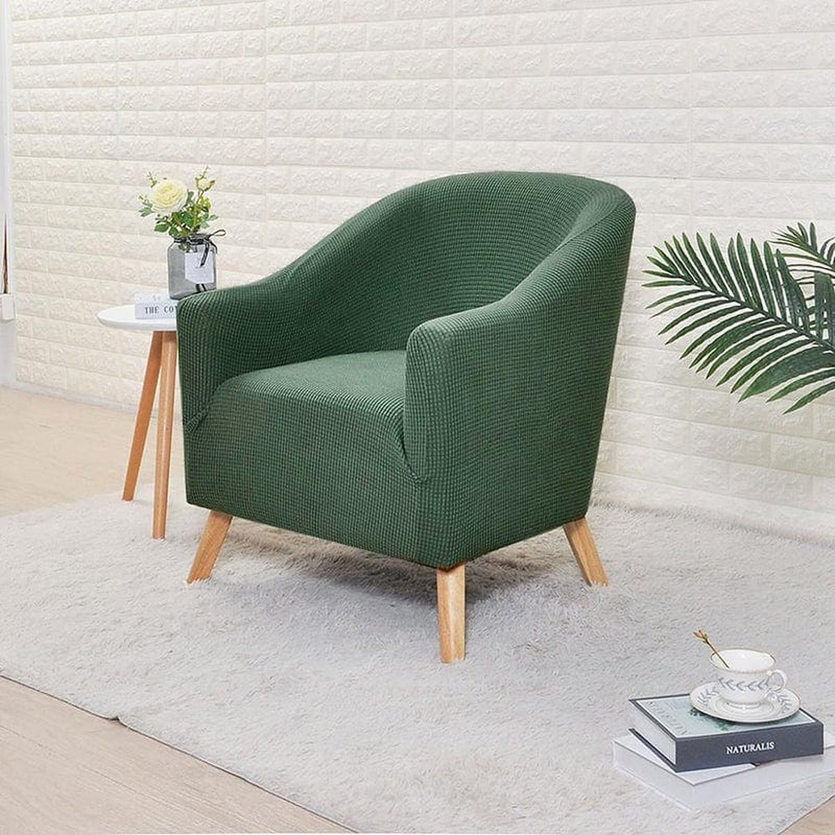 Tub Armchair Cover – Herringbone Knit – Forest