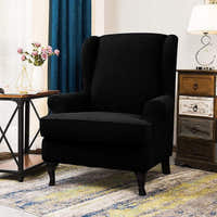 Armchair Cover – Smooth Wingback – Ink Black