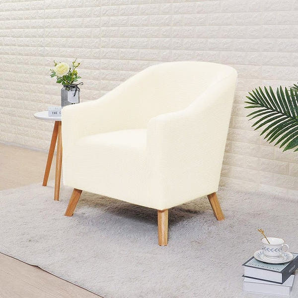 Tub Armchair Cover – Herringbone Knit – Ivory Cream