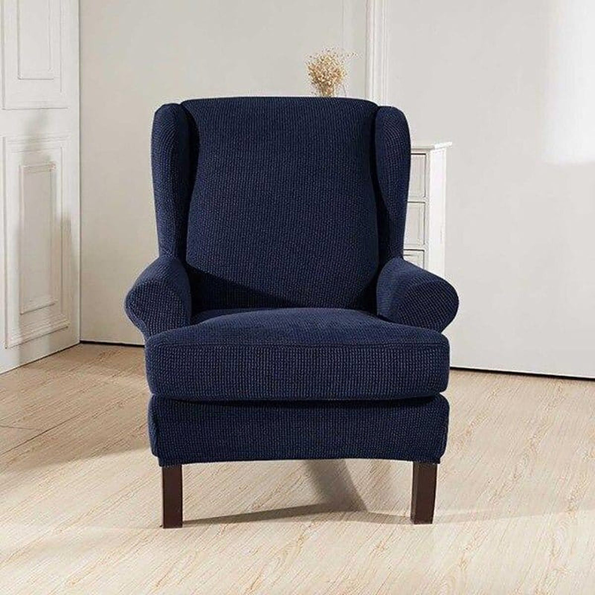 Armchair Cover – Smooth Wingback – Midnight Navy