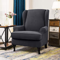 Armchair Cover – Smooth Wingback – Charcoal