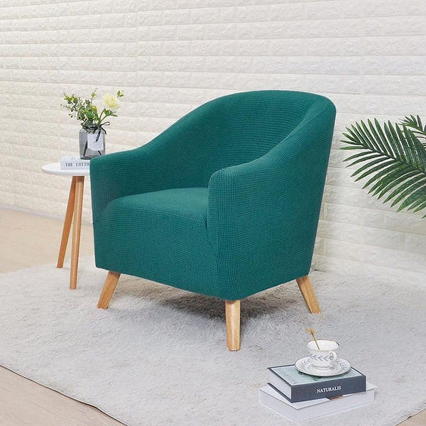 Tub Armchair Cover – Herringbone Knit – Teal
