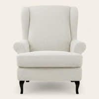 Wingback Armchair Cover – Plain – Pearl White