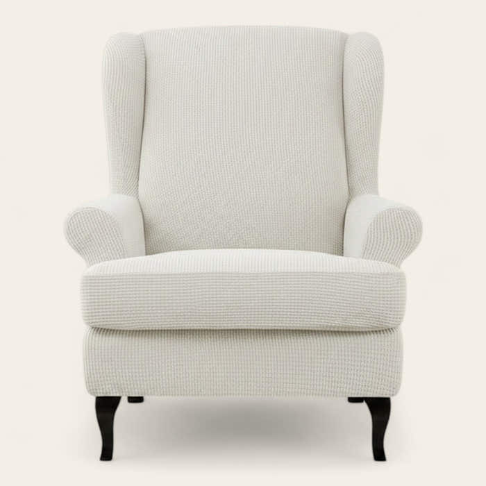 Wingback Armchair Cover – Plain – Pearl White