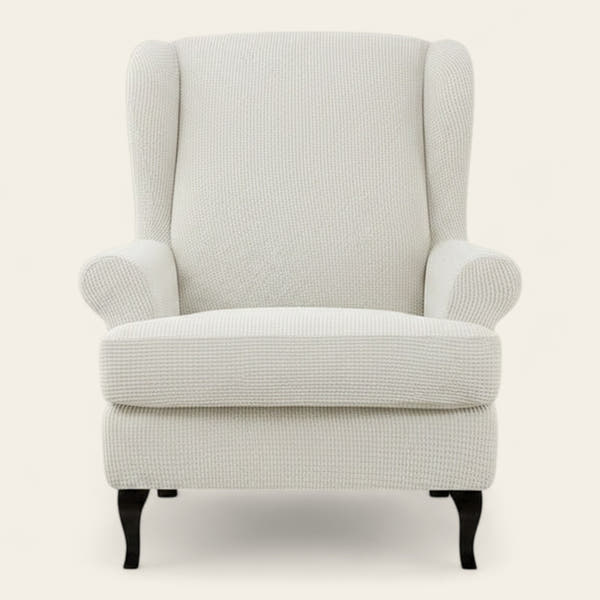 Wingback Armchair Cover – Plain – Pearl White