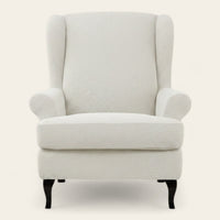 Wingback Armchair Cover – Plain – Pearl White