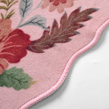 Covaba boho modern parisian floral scalloped rug in blush clay, styled in a room setting, view 2