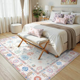 Covaba boho oushak floral area rug in blush clay, styled in a room setting, view 8