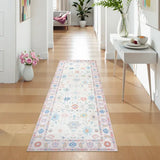 Covaba boho oushak floral runner rug in blush clay, styled in a room setting