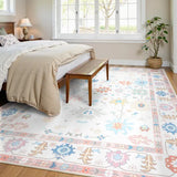 Covaba boho oushak floral area rug in blush clay, styled in a room setting, view 3