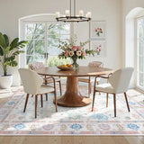 Covaba boho oushak floral area rug in blush clay, styled in a room setting, view 5