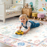 Covaba boho oushak floral area rug in blush clay, styled in a room setting, view 7